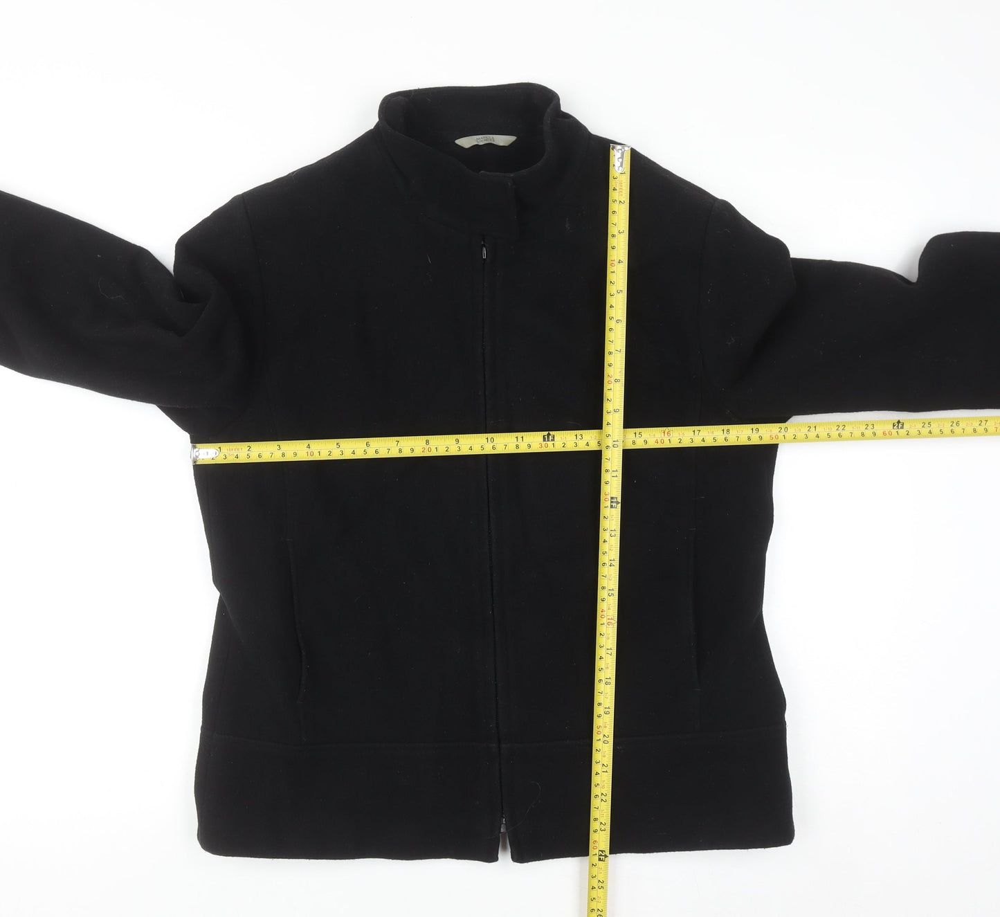 Marks and Spencer Womens Black Wool Blend Zip Jacket Size 14