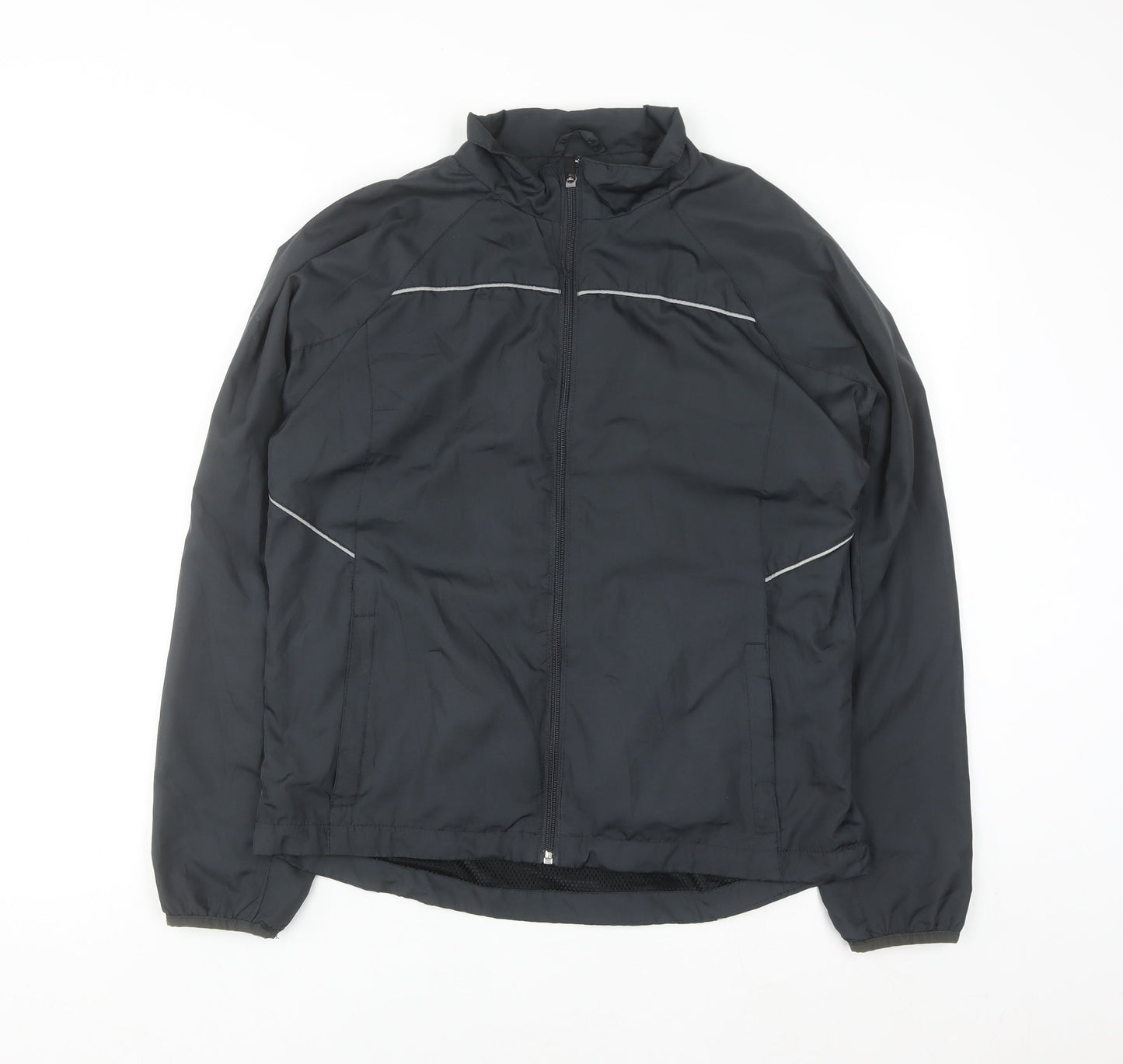 Crivit Men's Black M Windbreaker Jacket Lightweight Reflective Zip