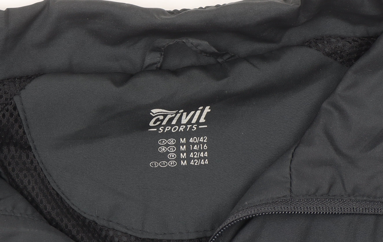 Crivit Men's Black M Windbreaker Jacket Lightweight Reflective Zip
