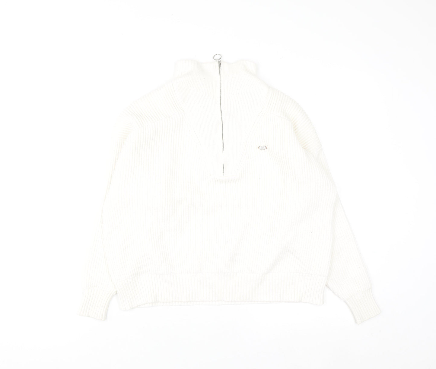 Relax & Renew Women’s Ivory Zip Ribbed High Neck Jumper Size 10