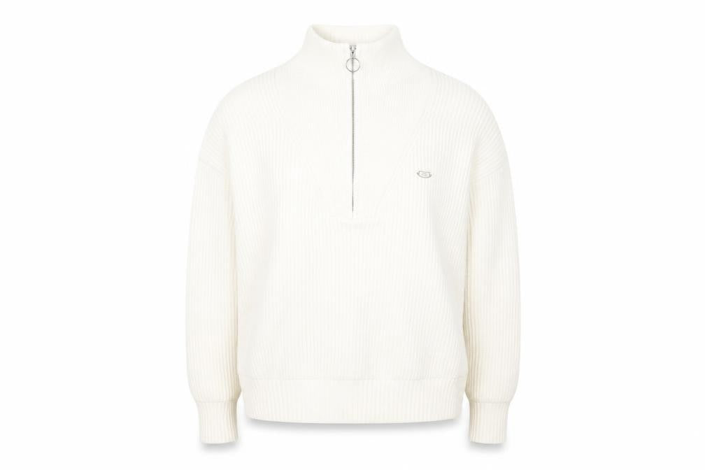 Relax & Renew Women’s Ivory Zip Ribbed High Neck Jumper Size 10