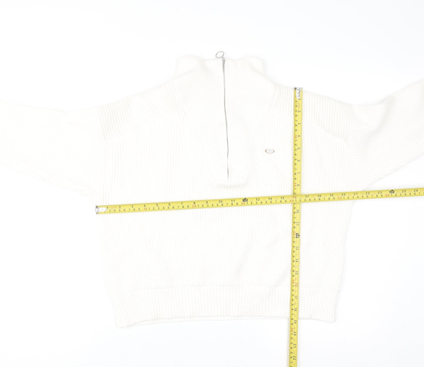 Relax & Renew Women’s Ivory Zip Ribbed High Neck Jumper Size 10