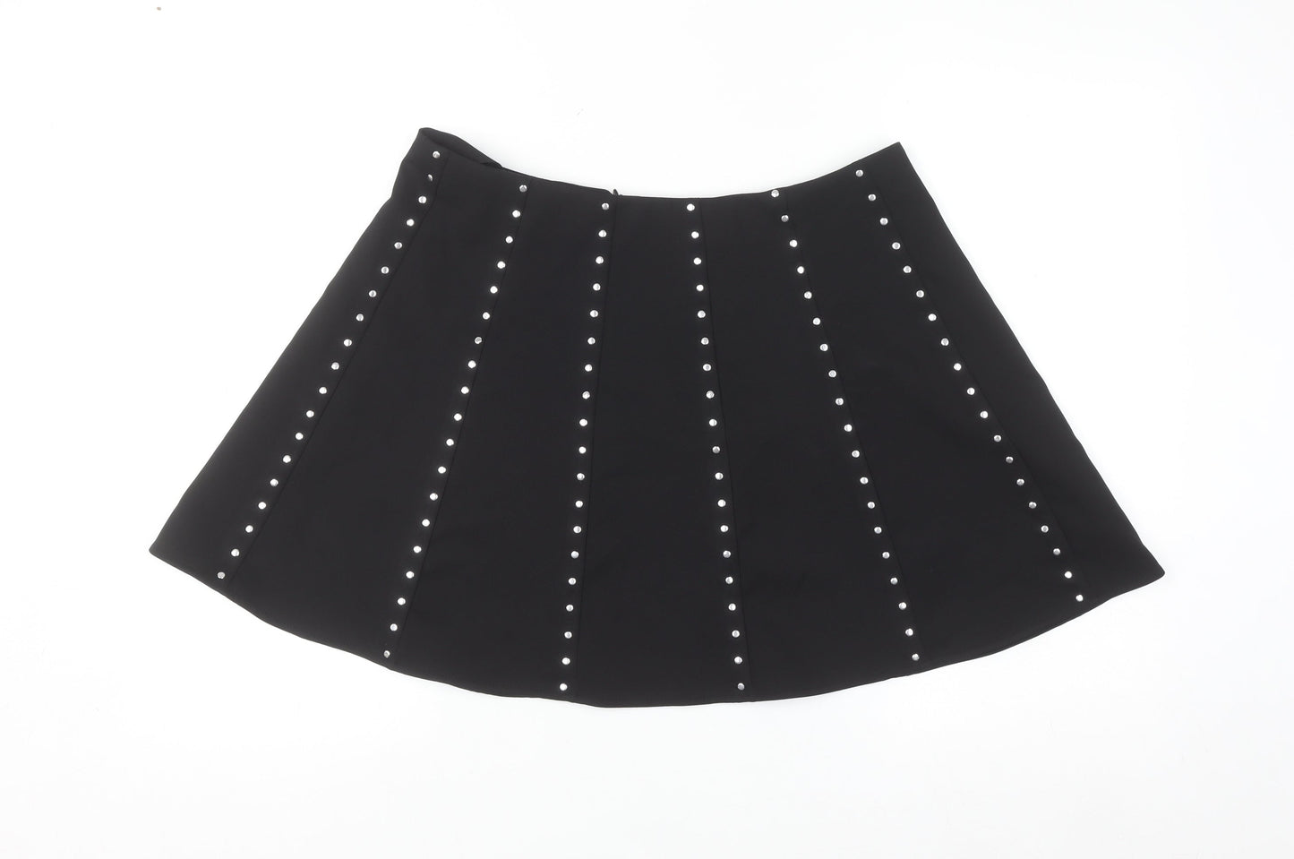 Savida Women’s Black Studded A-Line Short Skirt Size 14