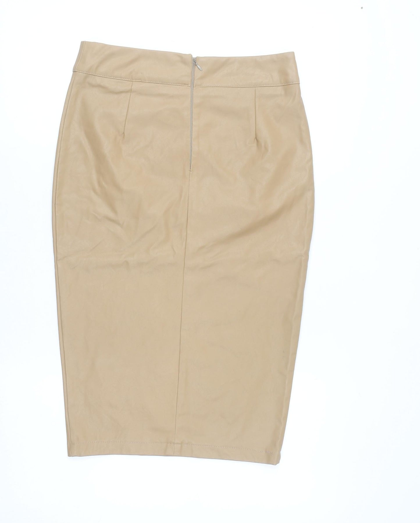 AX Paris Women’s Beige Faux Leather Pencil Skirt Size 8