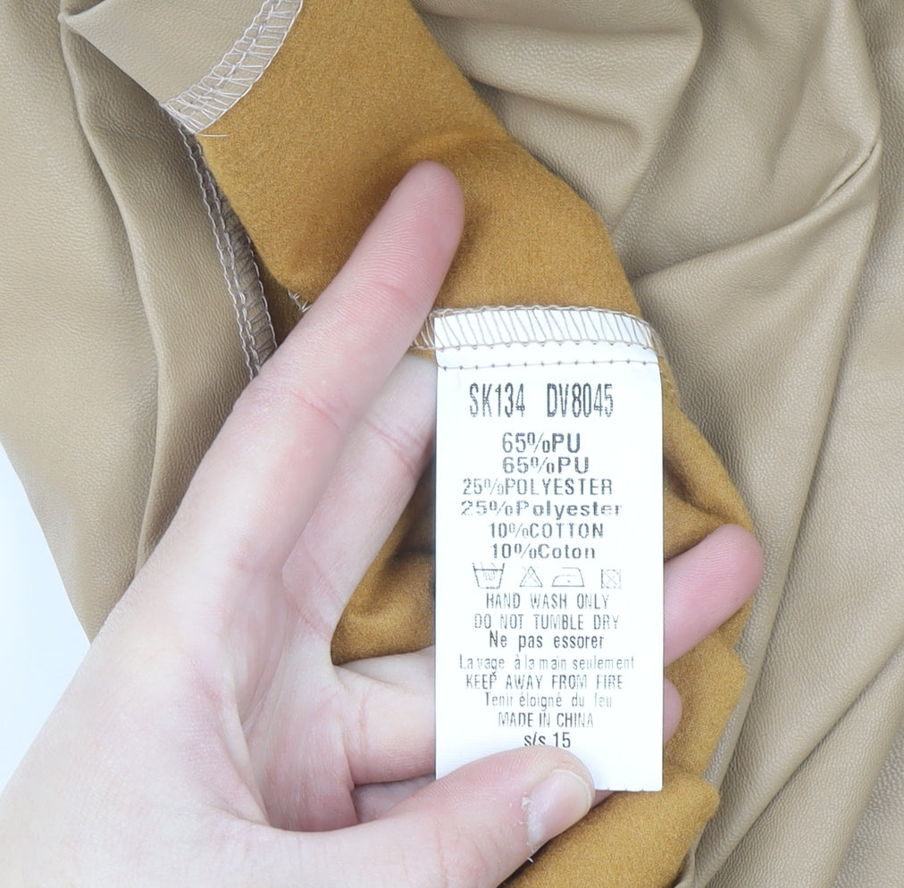 AX Paris Women’s Beige Faux Leather Pencil Skirt Size 8