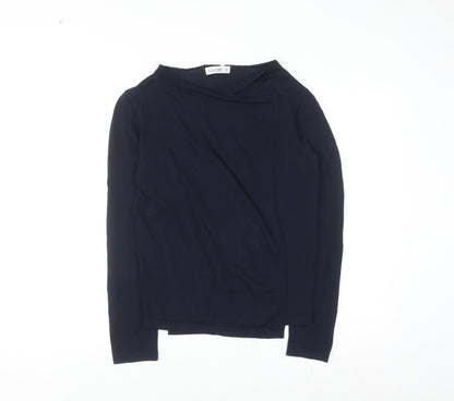 Additional front view of Gallery Women's Blue Boat Neck Long Sleeve jumper, size M