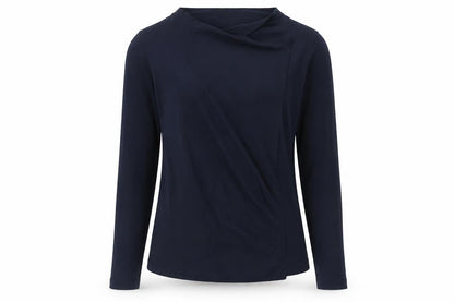 Front view of Gallery Women's Blue Boat Neck Long Sleeve jumper, size M
