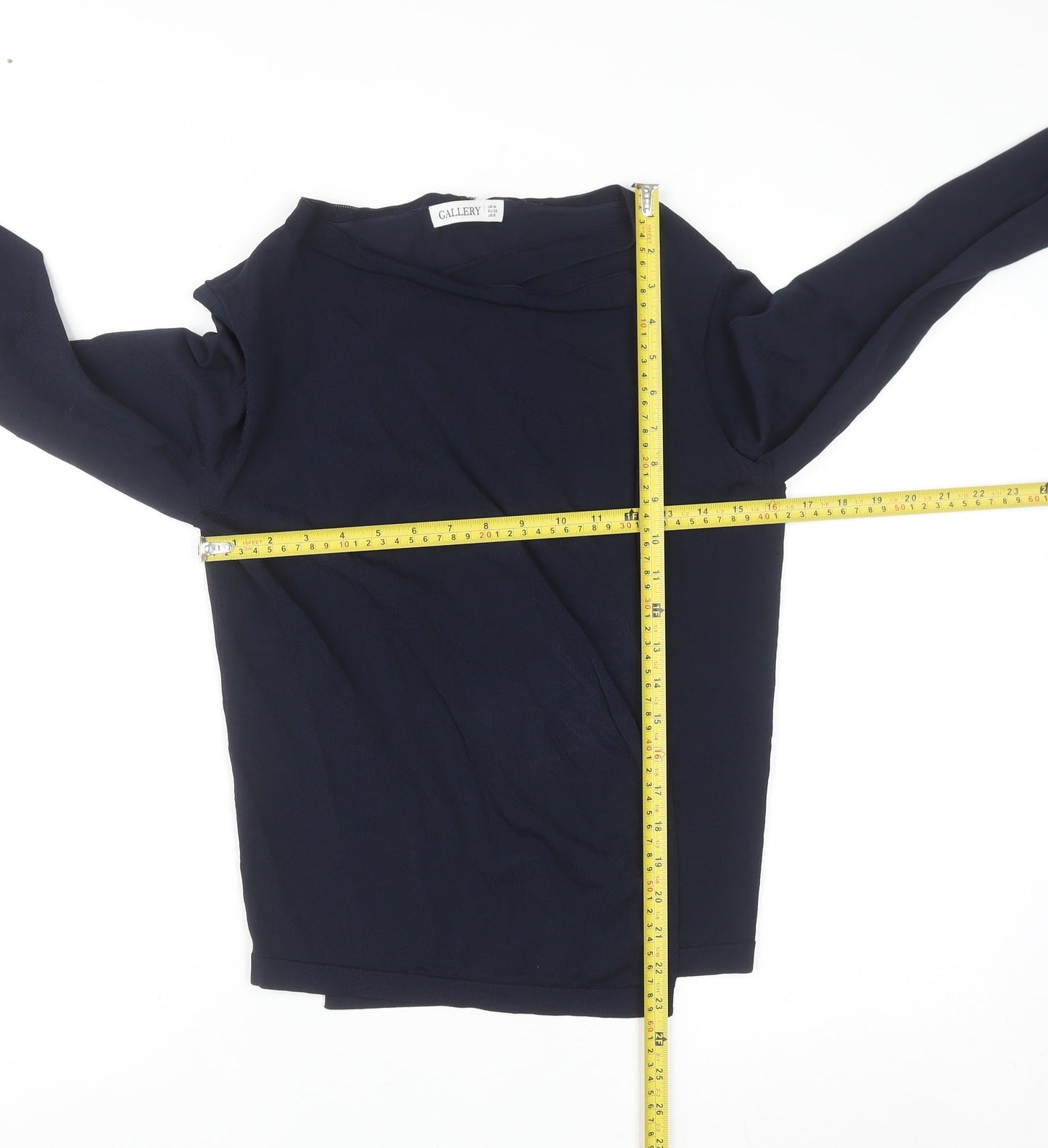 Gallery Women's Blue Boat Neck Long Sleeve Pullover Jumper Size M