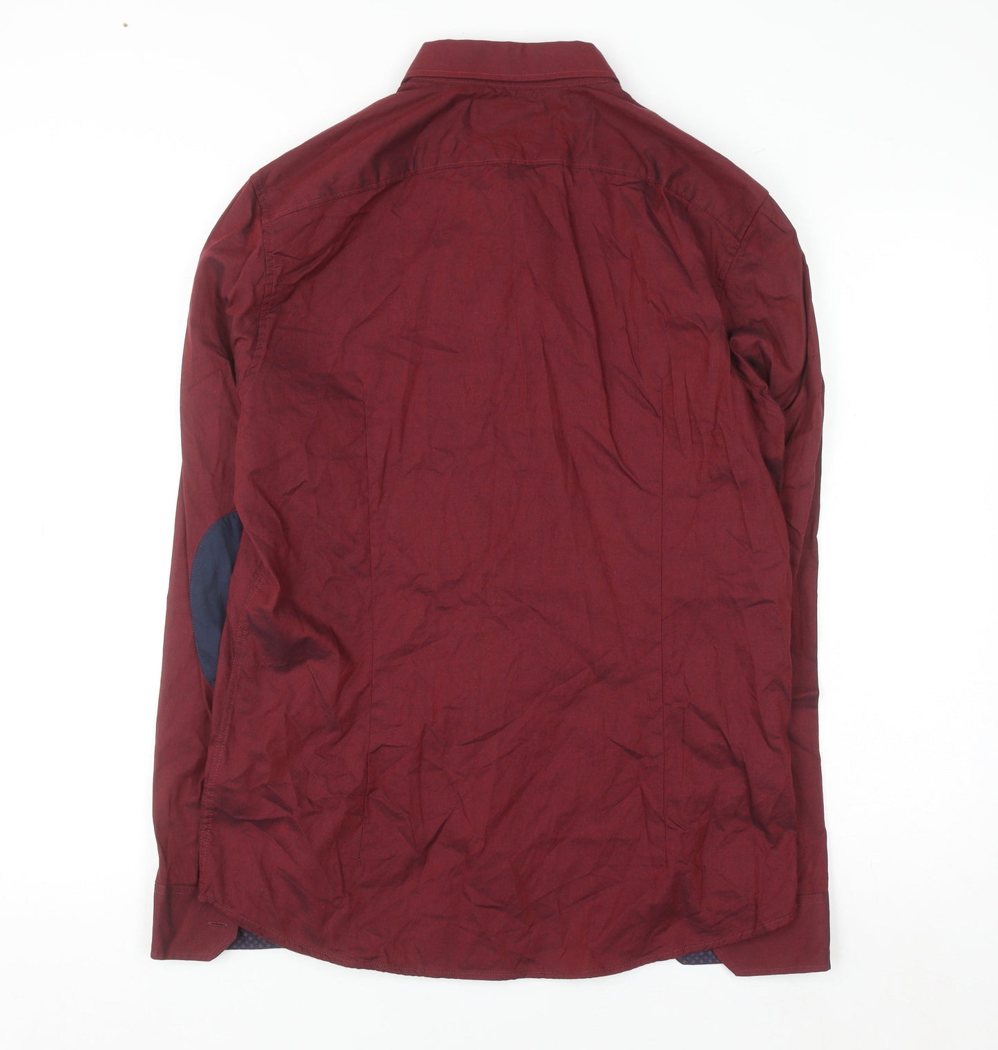 Reserved Men's Red Slim Fit Button-Up Long Sleeve Cotton Shirt M