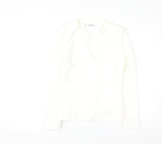 Mango Women Ivory Suit Collection Blazer XS Slim Fit Polyester Blend