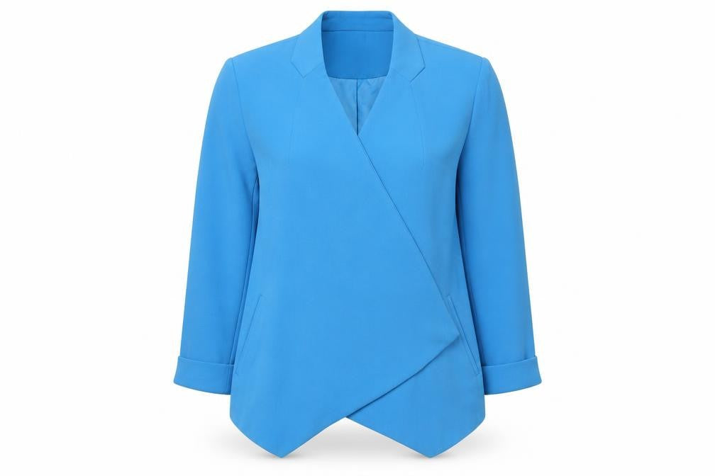 Warehouse Women Blue Regular Fit Lined Open Front Blazer UK 8