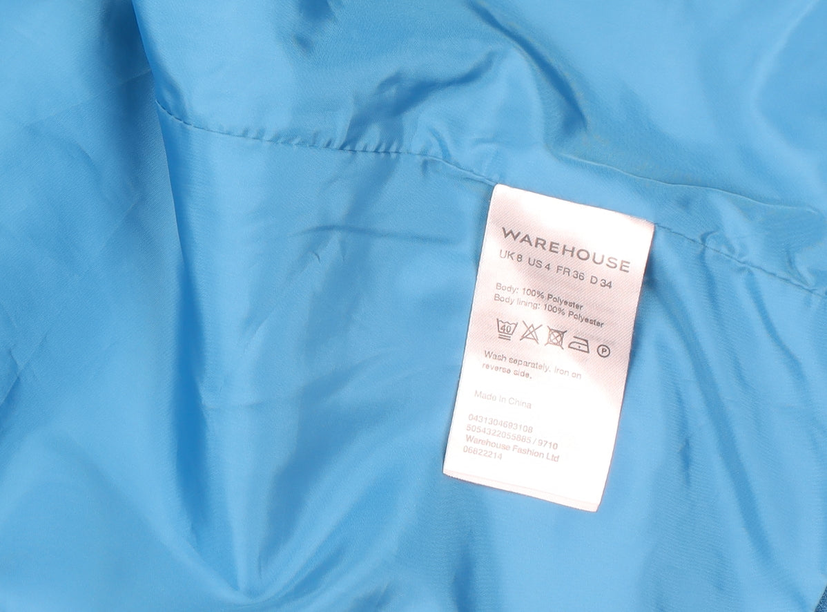Warehouse Women Blue Regular Fit Lined Open Front Blazer UK 8