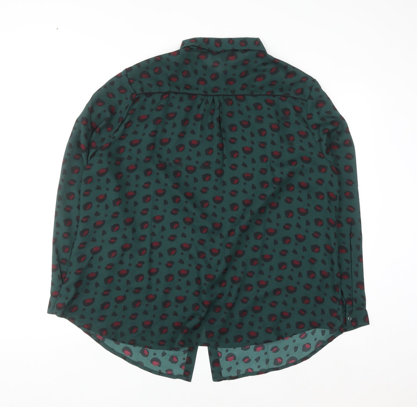 Joe Browns Womens Green Animal Print Long Sleeve Button-Up Shirt Size 20
