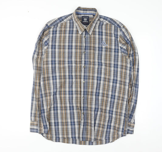 Lerros Men's Blue Check Long Sleeve Cotton Button-Up Shirt Size L