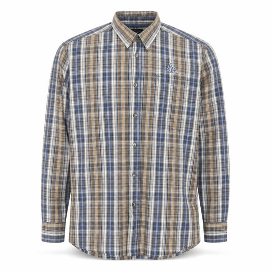 Lerros Men's Blue Check Long Sleeve Cotton Button-Up Shirt Size L