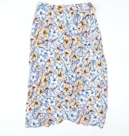 New Look Women's Multicoloured Floral Wrap Midi Skirt Size 10