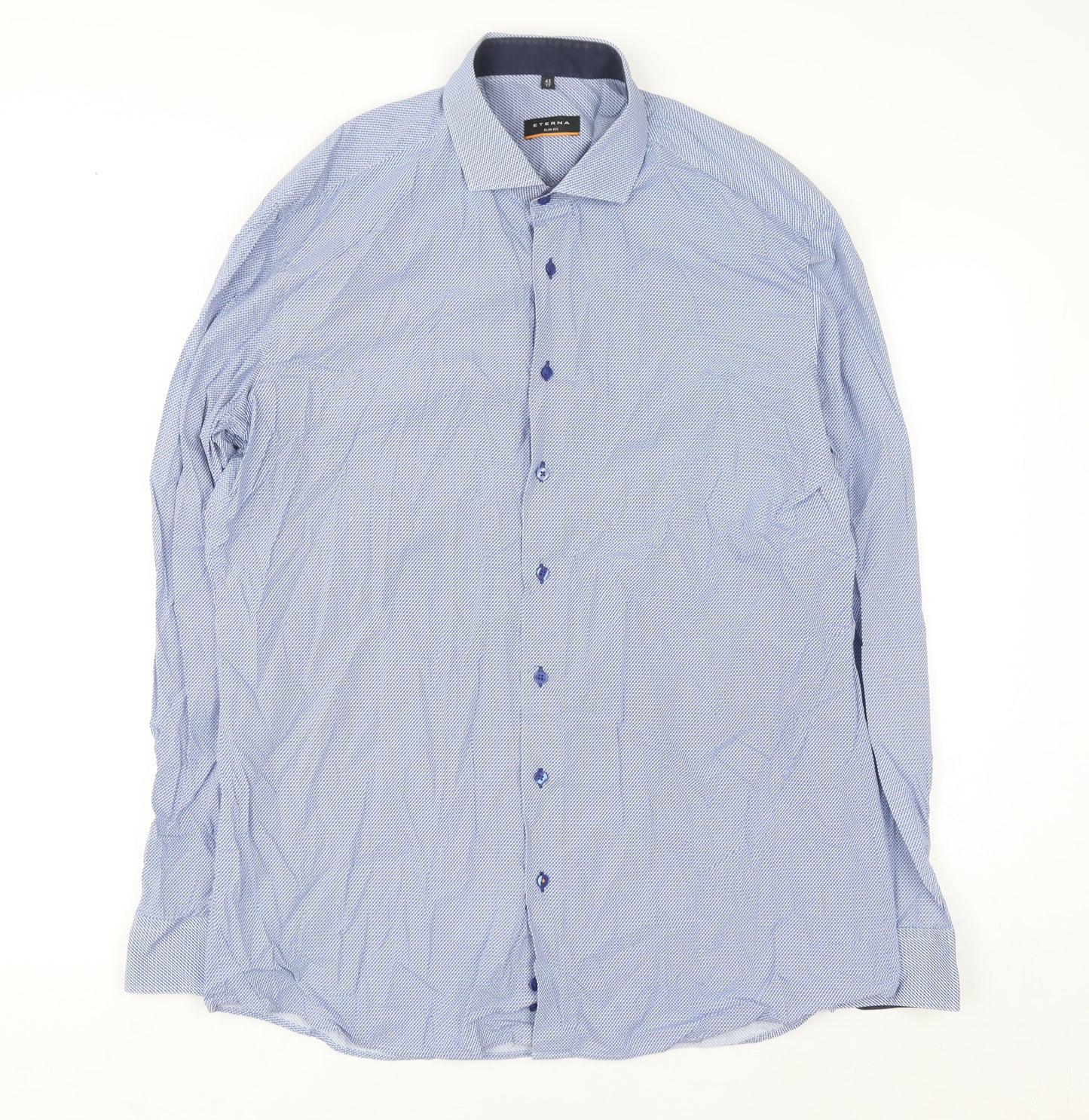 Eterna Men's Blue Slim Fit Long Sleeve Cotton Button-Up Shirt Size 17