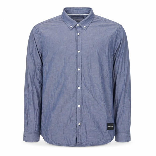 Calvin Klein Jeans Men's Blue Button-Down Long Sleeve Cotton Shirt XL