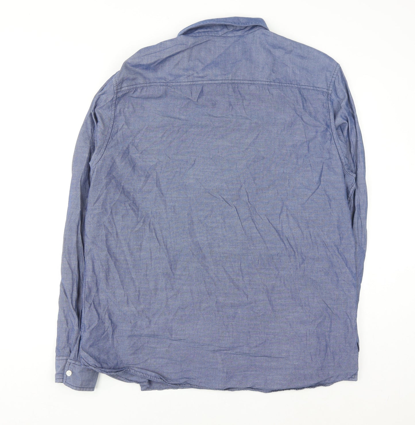 Calvin Klein Jeans Men's Blue Button-Down Long Sleeve Cotton Shirt XL