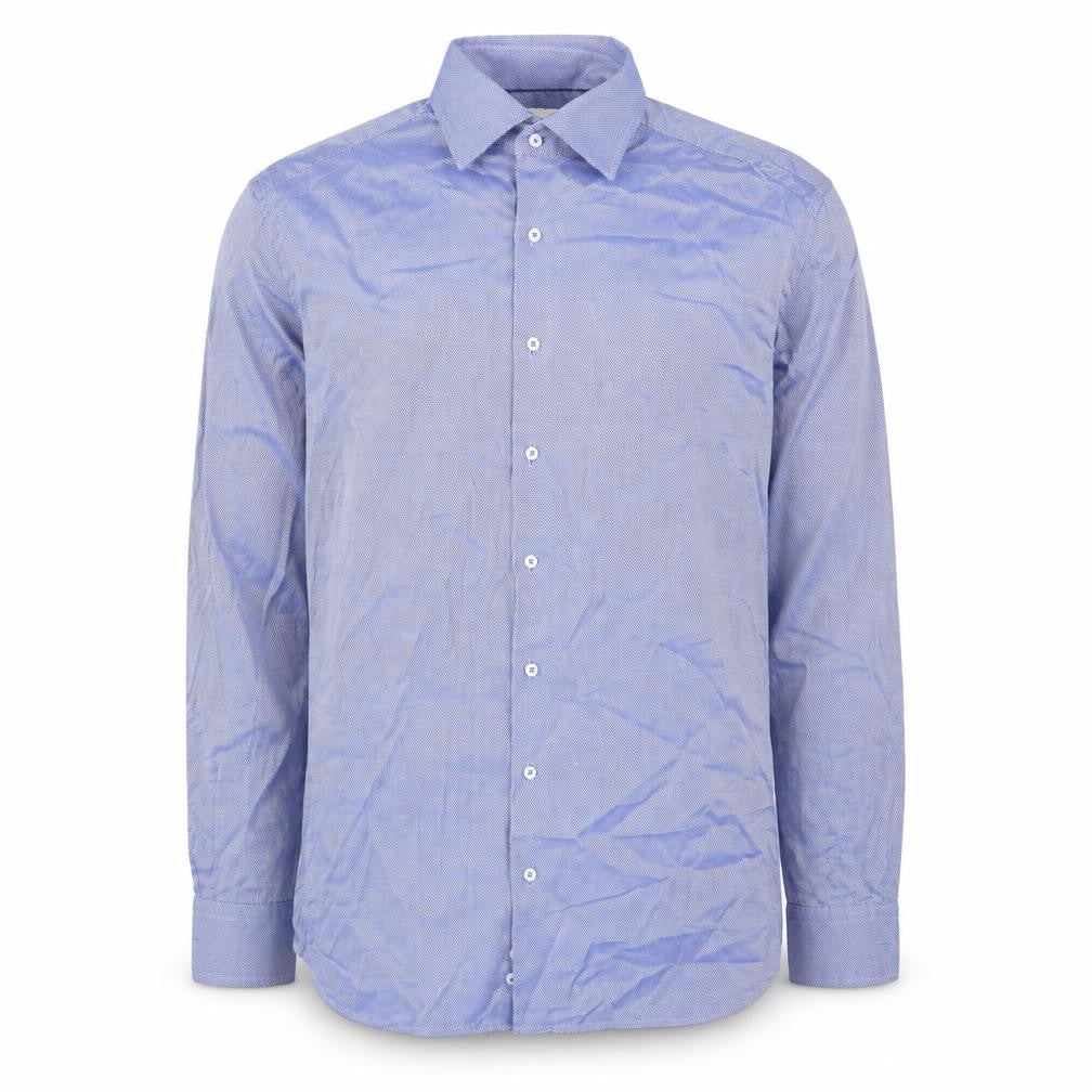 Eterna 1863 Men's Blue Modern Fit Cotton Long Sleeve Button-Up Shirt 17in