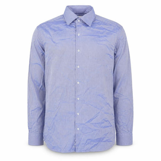 Eterna 1863 Men's Blue Modern Fit Cotton Long Sleeve Button-Up Shirt 17in