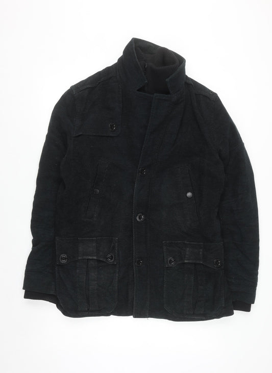 Next Men's Black Italian Moleskin Military Jacket Size M Cotton Blend