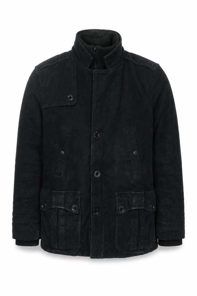 Next Men's Black Italian Moleskin Military Jacket Size M Cotton Blend