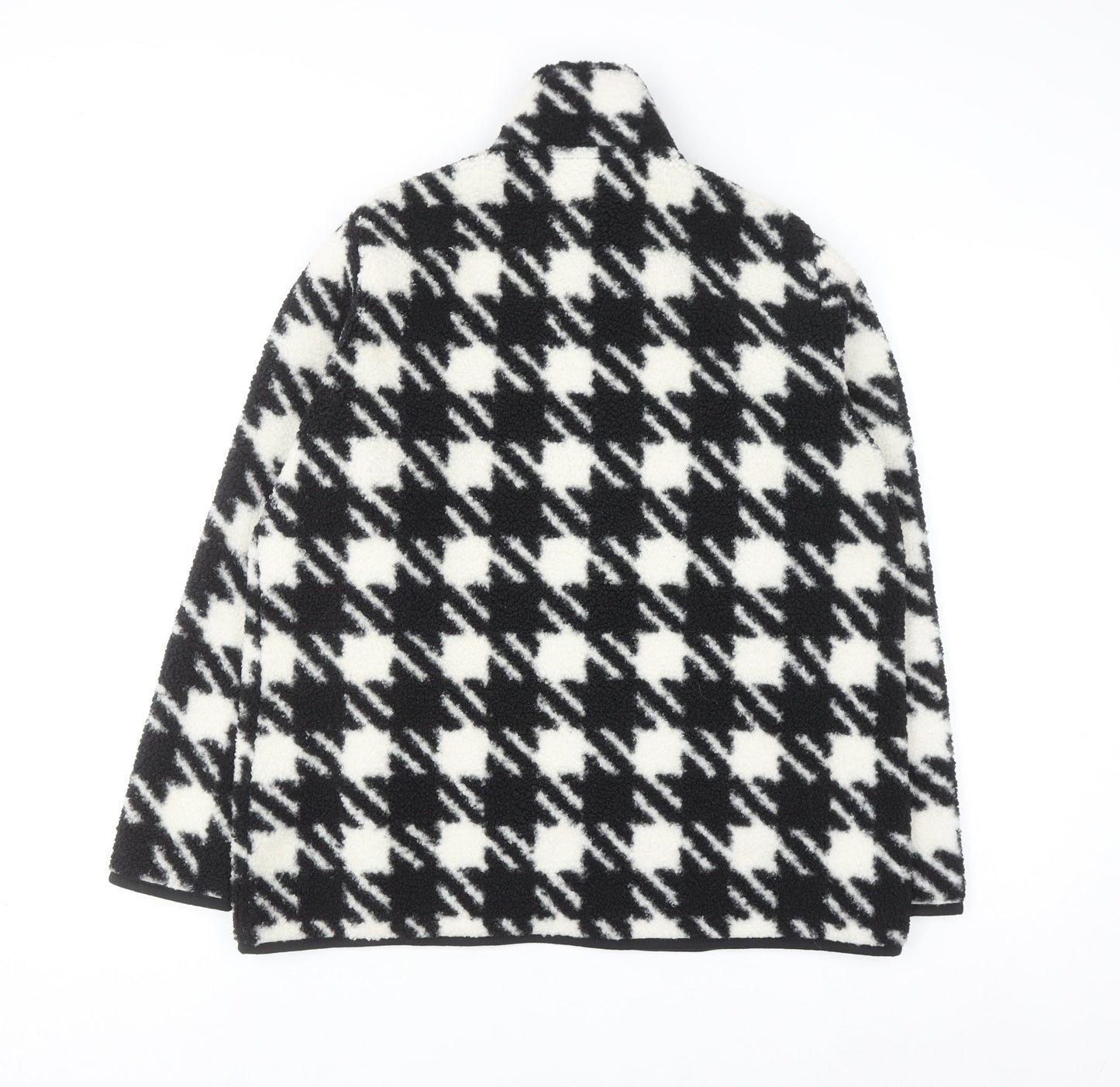 Bonmarché Women Black White Check Fleece Zip Jacket Size 14