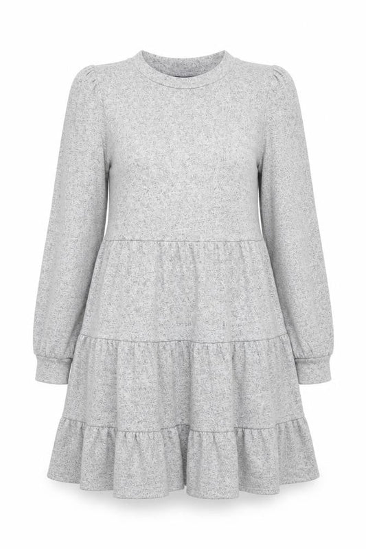 Dorothy Perkins Women Grey Knit Skater Dress Size 14 Long Sleeve