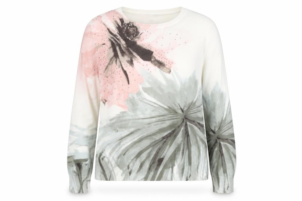 Bassini Women’s Multicoloured Floral Rhinestone Pullover Jumper M