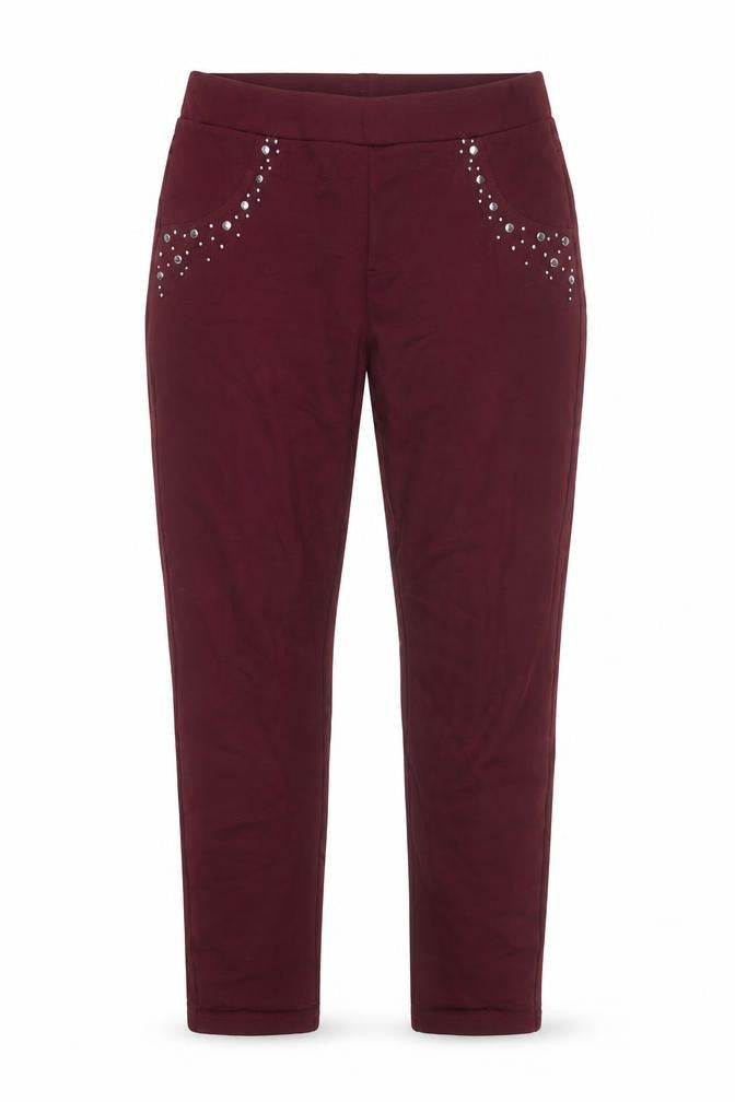 Paco Boutique Womens Red Rhinestone Slim Leg Stretch Leggings Size 12