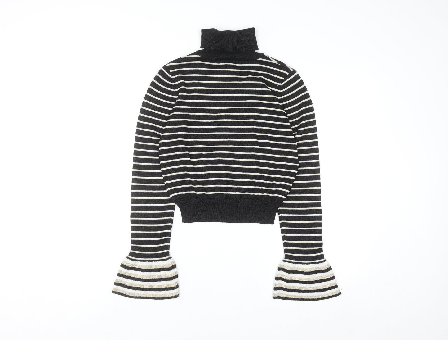 Absolutely Creative Worldwide Women’s Black Striped Roll Neck Jumper XS