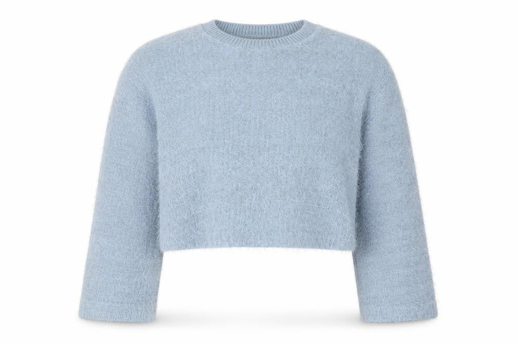 Zapa Women's Blue Crew Neck Fuzzy Knit Jumper Size 8