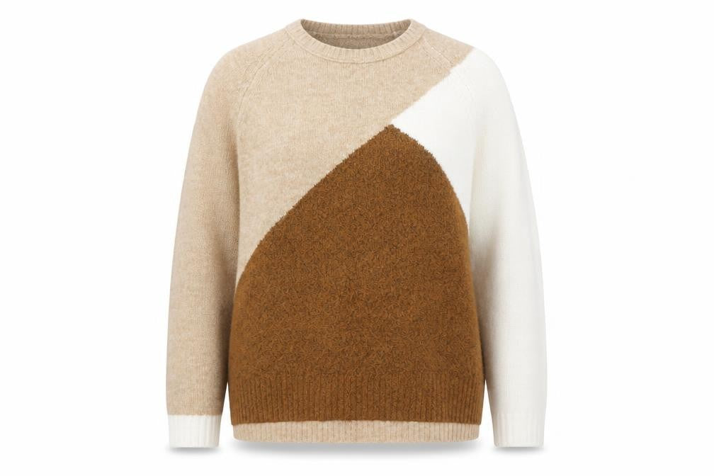 Marks & Spencer Womens Beige Colour Block Knit Jumper Size L