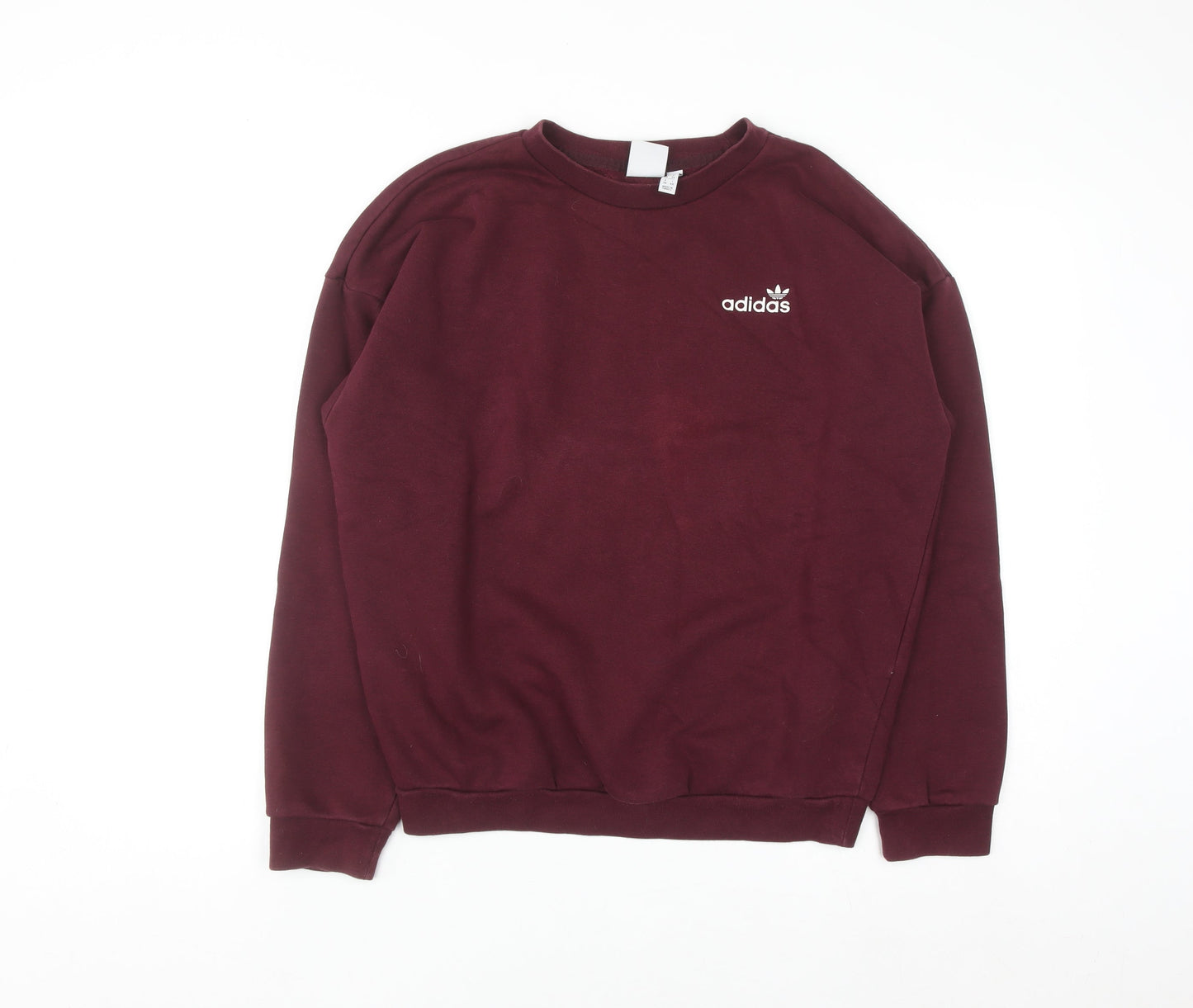 Adidas Womens Burgundy Crew Neck Pullover Sweatshirt UK 8