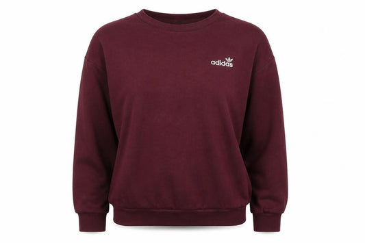 Adidas Womens Burgundy Crew Neck Pullover Sweatshirt UK 8