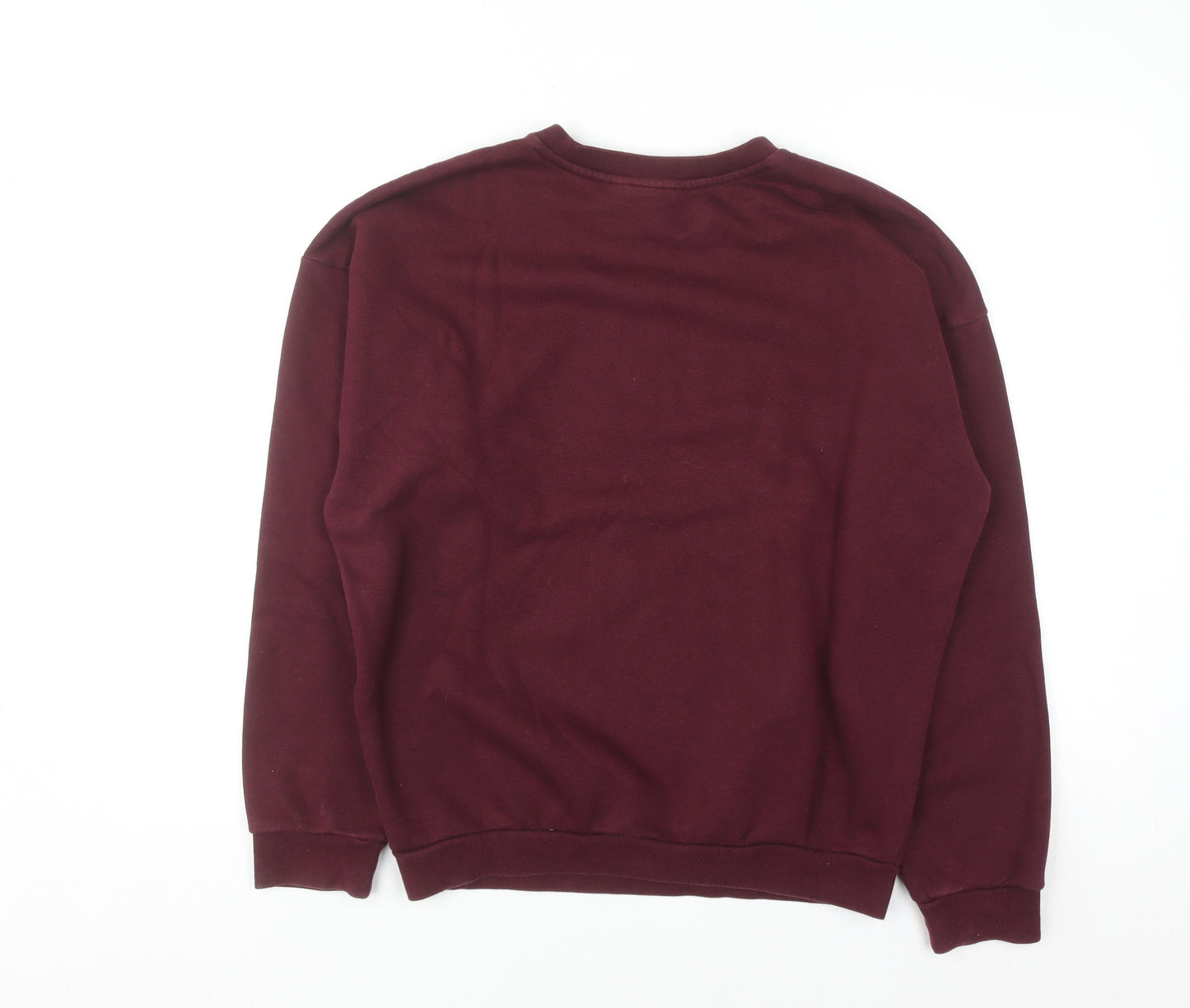 Adidas Womens Burgundy Crew Neck Pullover Sweatshirt UK 8