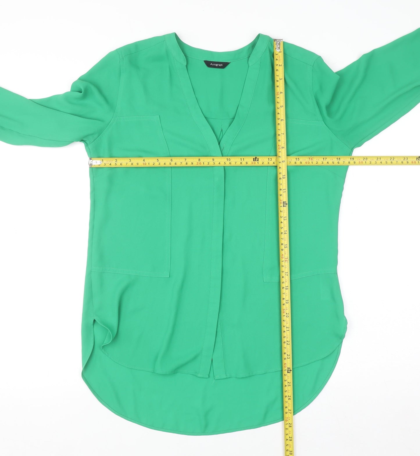 Marks and Spencer Women’s Green V-Neck Long Sleeve Blouse UK 8