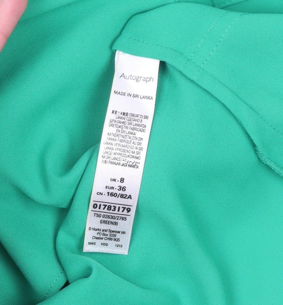 Marks and Spencer Women’s Green V-Neck Long Sleeve Blouse UK 8