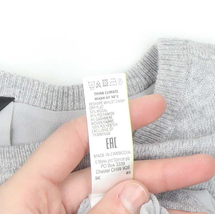 Marks and Spencer Autograph Women's Grey Cashmere Blend Pullover Jumper Size 6
