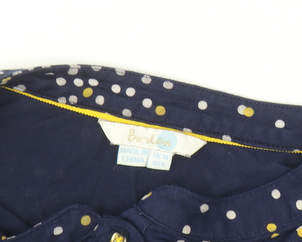 Boden Women’s Blue Polka Dot Long Sleeve Tunic Blouse UK 10