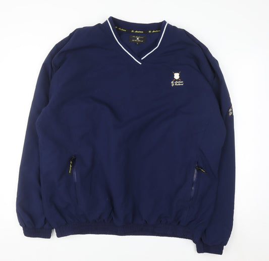 Preloved St. Andrews of Scotland Men’s Blue V-Neck Golf Pullover Sweatshirt L - Front