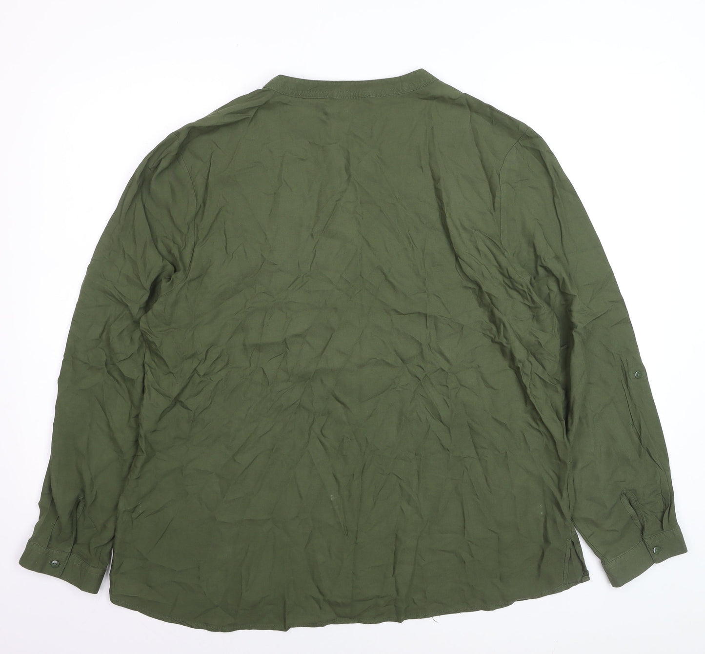 Primark Women's Green Viscose Button-Up Shirt Size 20