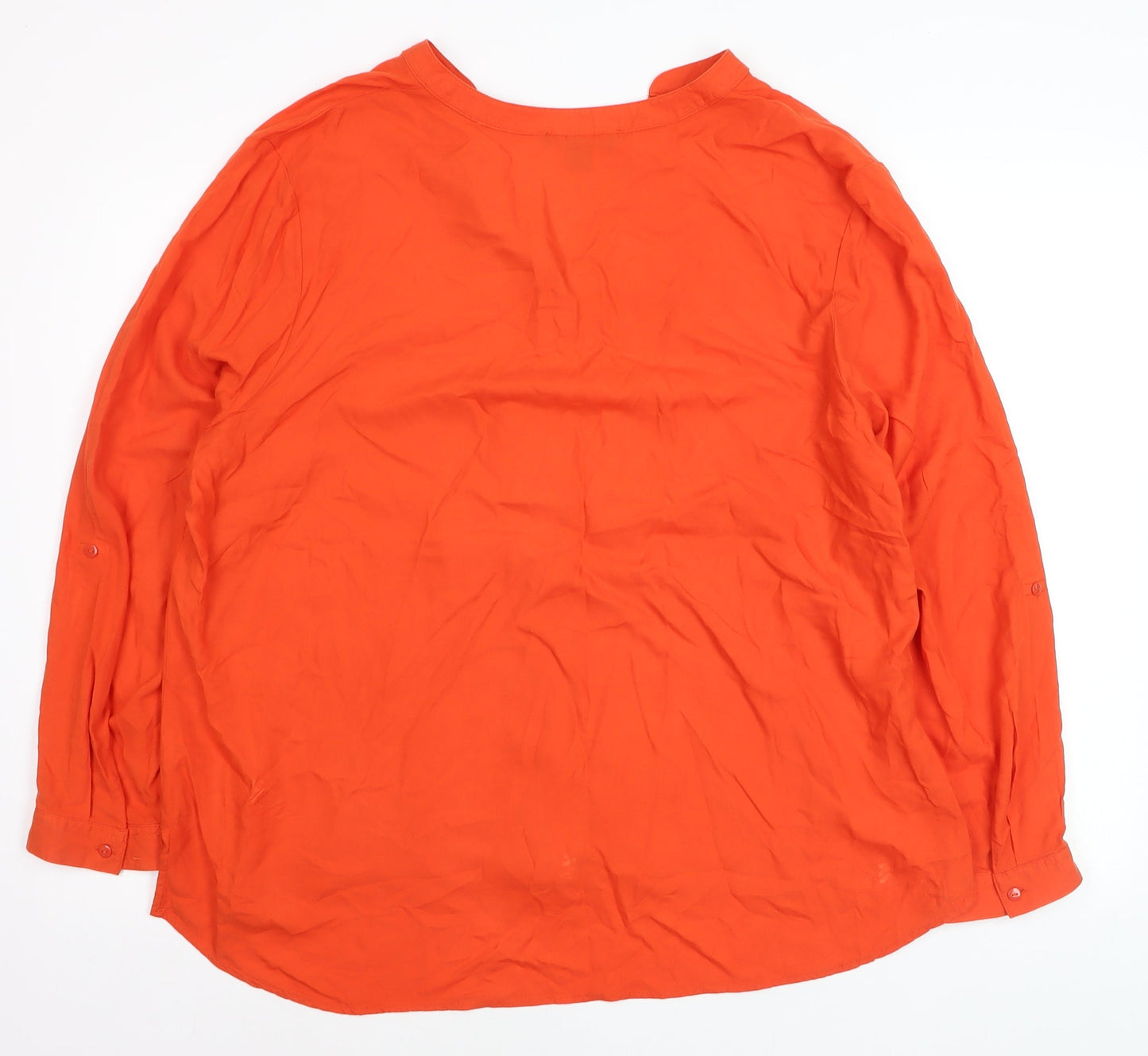 Primark Women Orange Size 20 V-Neck Long Sleeve Button-Up Blouse