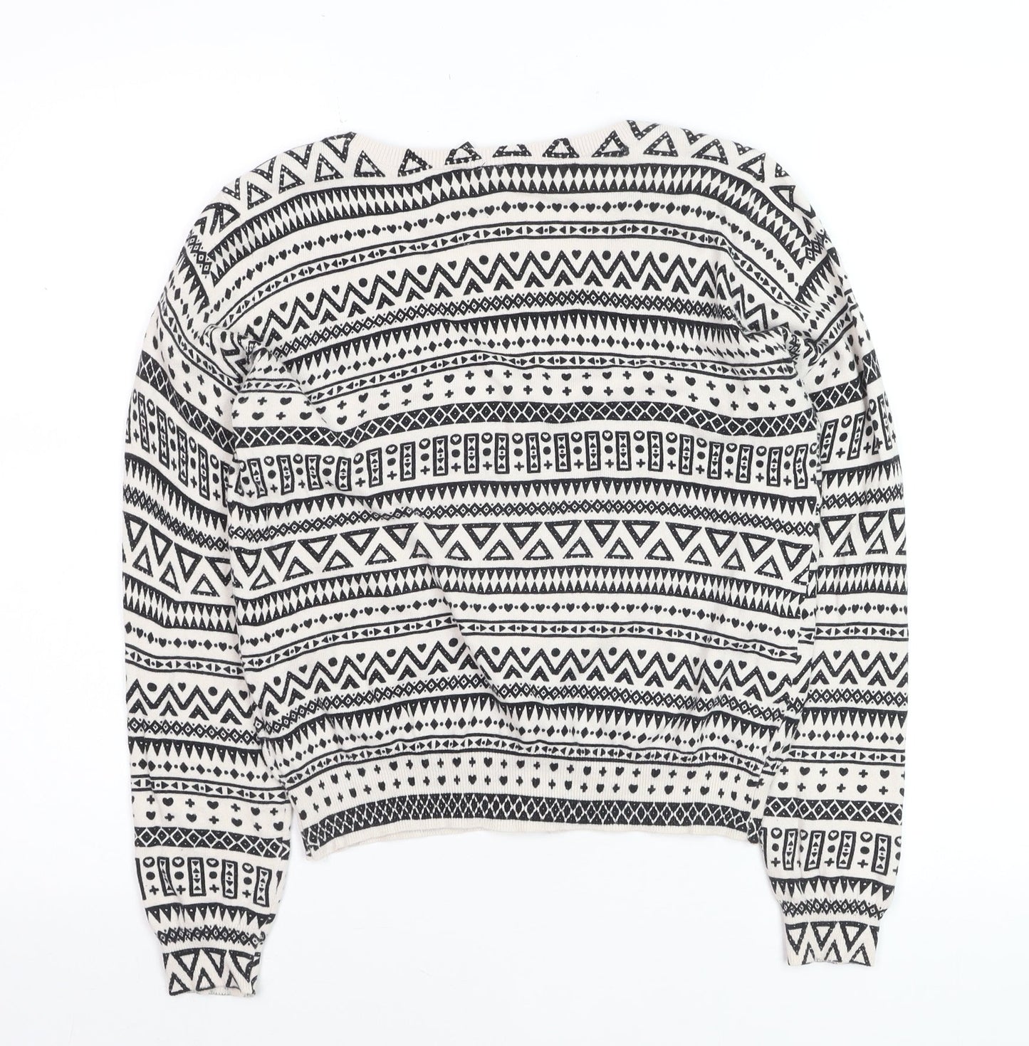 H&M Divided Women's Black & White Aztec Knit Cardigan Size 10