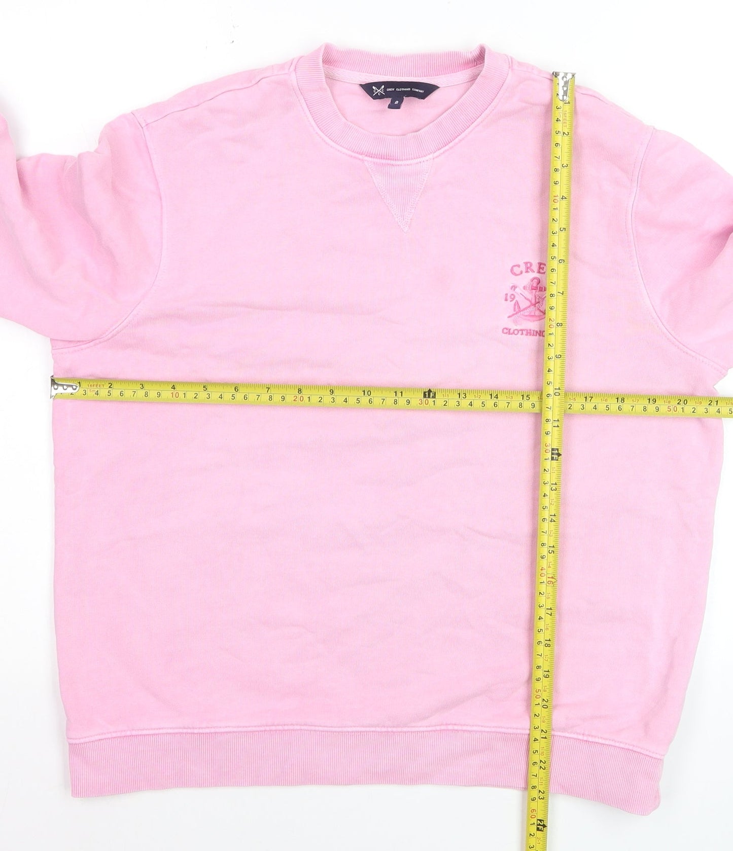 Crew Clothing Women Pink Cotton Elastane Pullover Sweatshirt Size 8