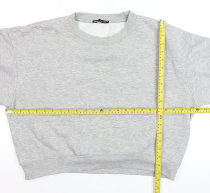 Zara Women Grey Crew Neck Pullover Sweatshirt Size L