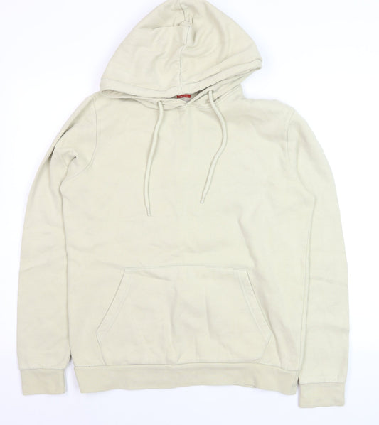 Preloved Topman Men’s Beige Pullover Hoodie XS Classic Fit Cotton Blend - Front