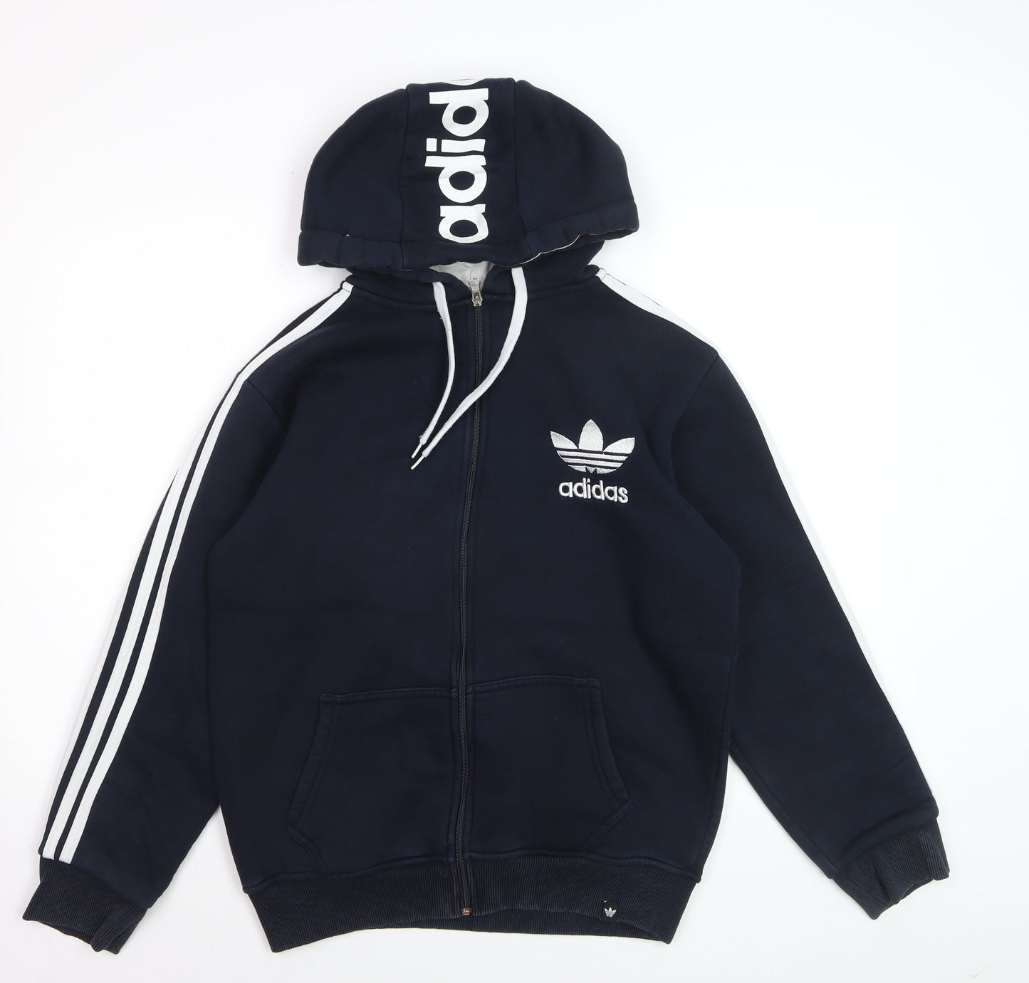 Adidas Mens Blue Full Zip Hoodie Size M Logo Sports Cotton Sweatshirt