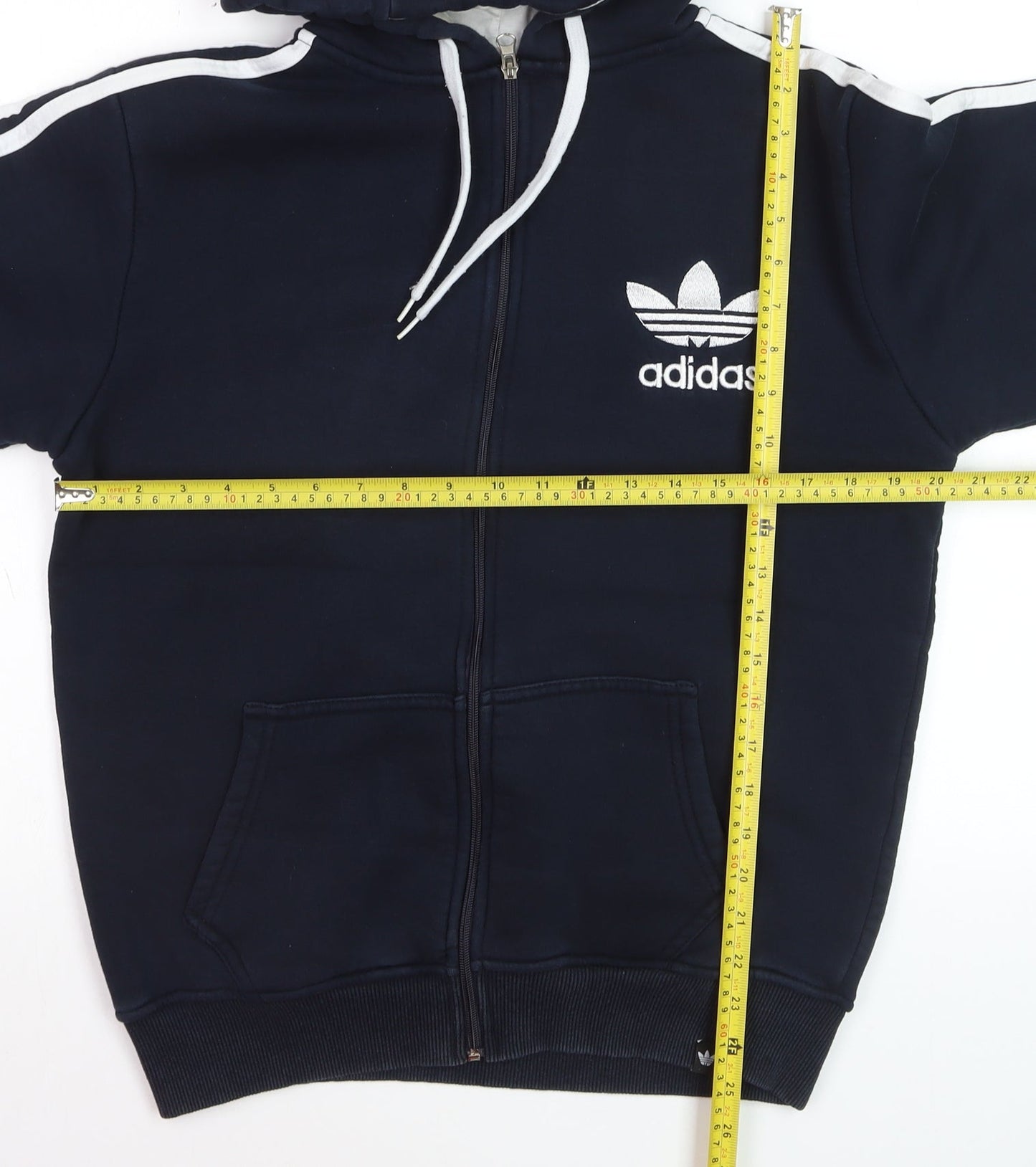 Adidas Mens Blue Full Zip Hoodie Size M Logo Sports Cotton Sweatshirt